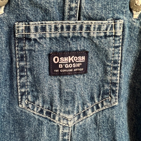 Y2K OshKosh B'gosh Classic Blue Kids Overalls Dress Skirtall 4T Pink Label - Picture 2 of 5